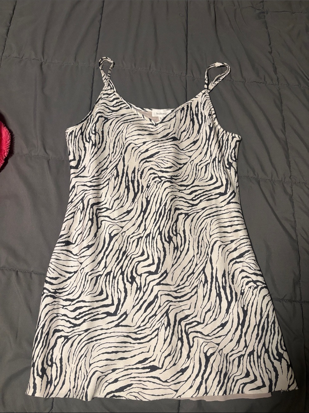 Madewell Black and White Zebra Slip Mini Dress